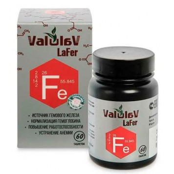 ValulaV LaFer (ЛяФер) для нормализации гемоглобина, таблетки 60 шт.